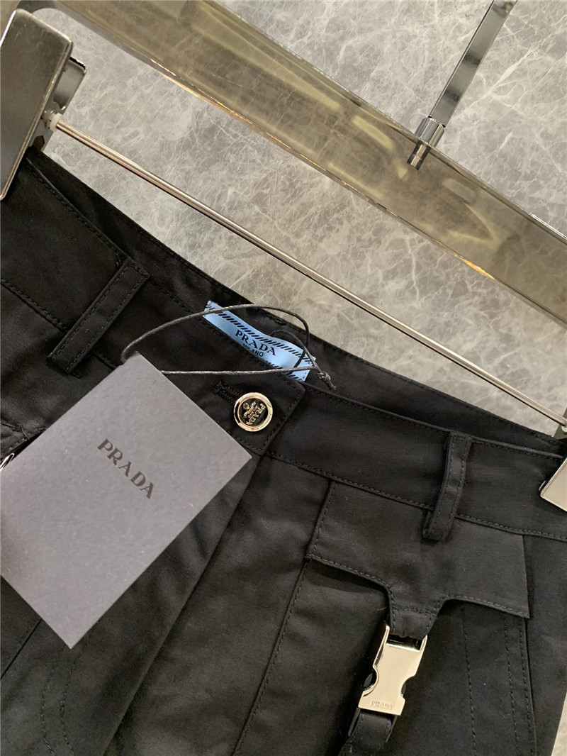 Pra*a metal buckle ribbon work skirt replicas clothes