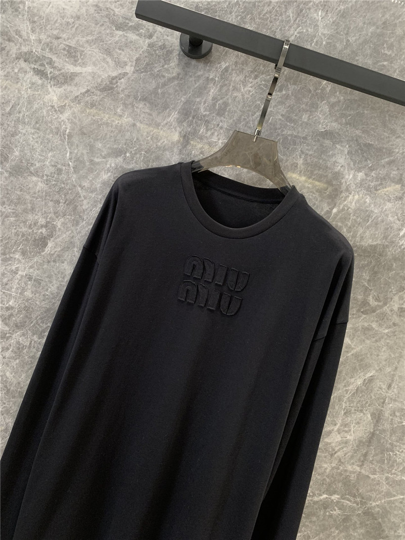 M1um1u patch logo long sleeve t-shirt replica clothes