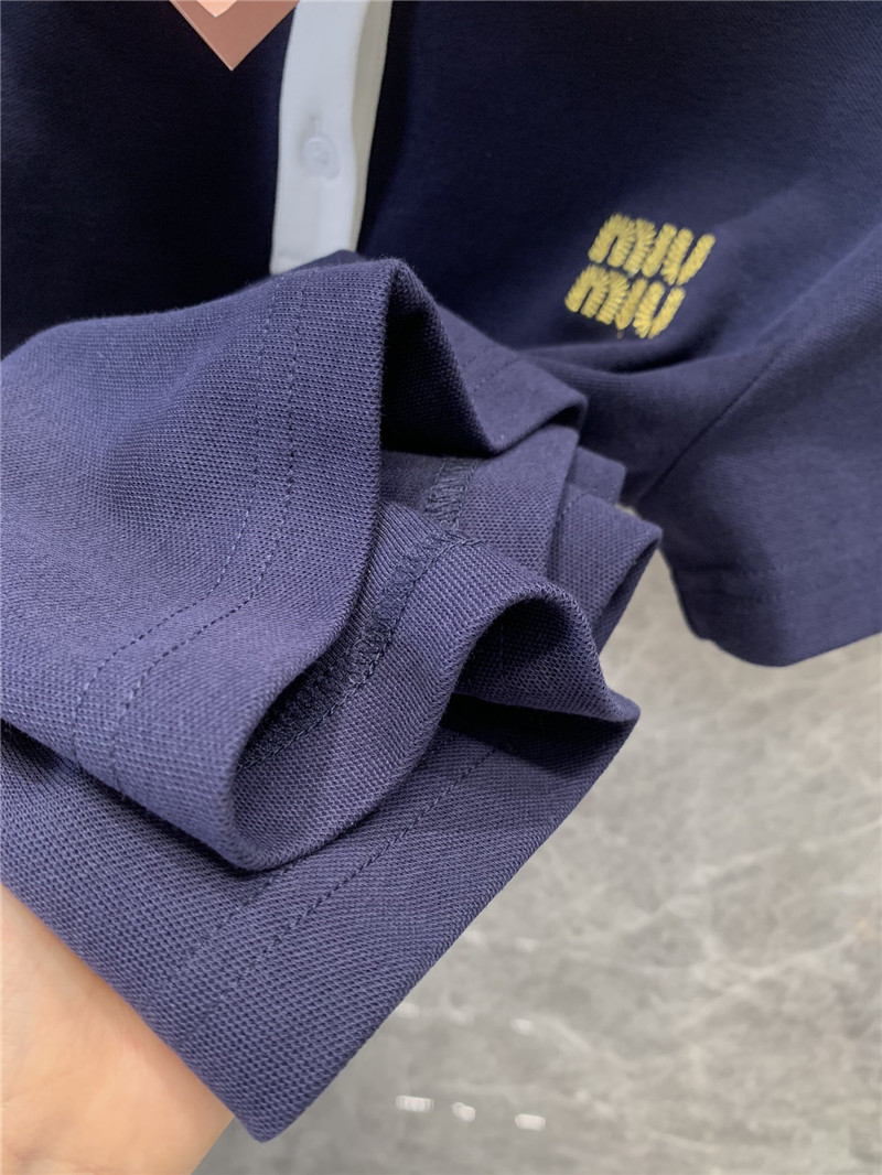 M1um1u lapel contrast lace decoration short sleeves replica clothes