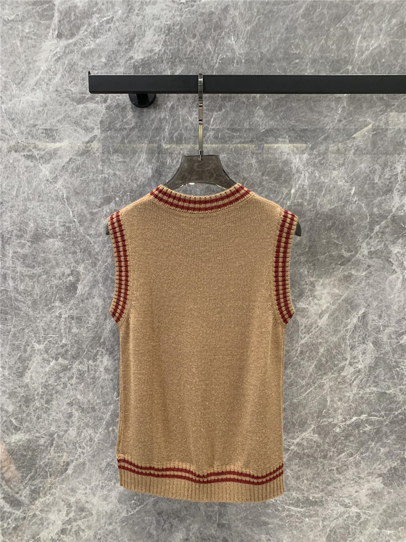 Pra*a retro college style contrast color vest vest replica clothes