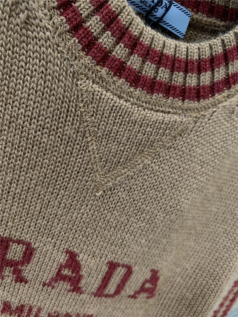 Pra*a retro college style contrast color vest vest replica clothes