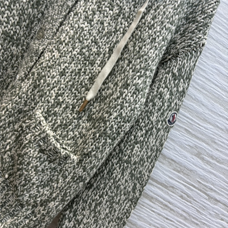 Moncler olive green wool blend knitted jacket replica clothing