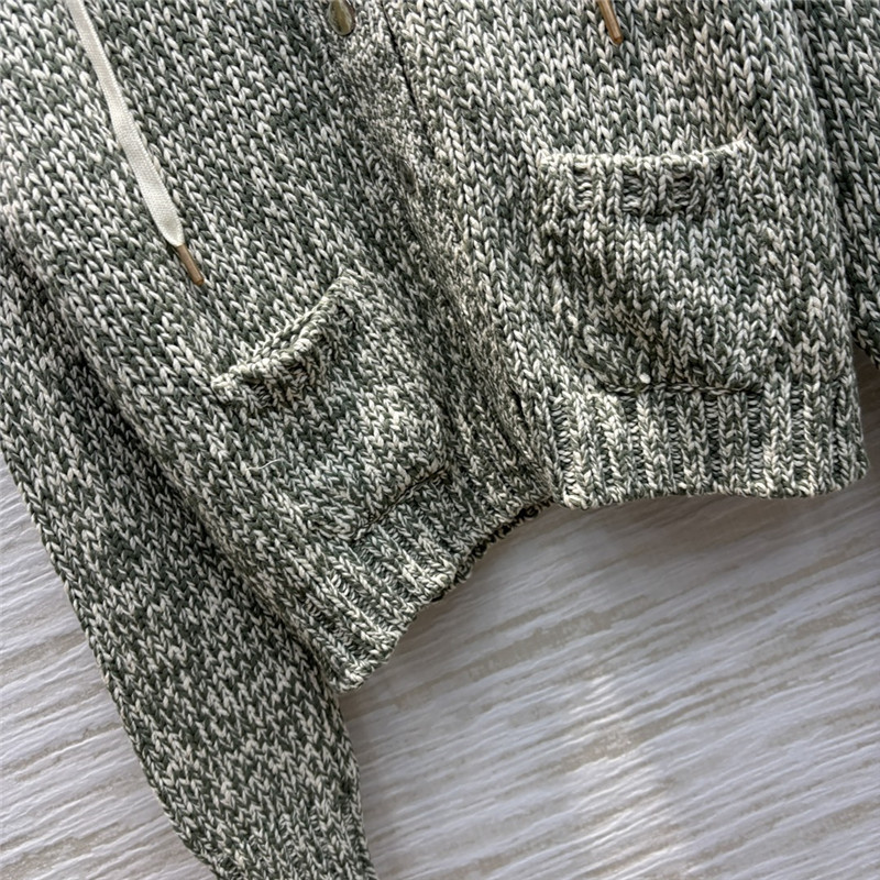 Moncler olive green wool blend knitted jacket replica clothing