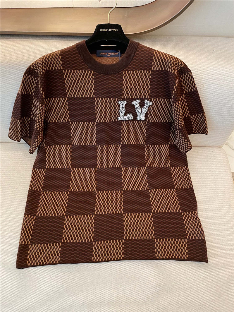 l0vis Vvtt0n lv plaid jacquard short sleeve replica d&g clothing