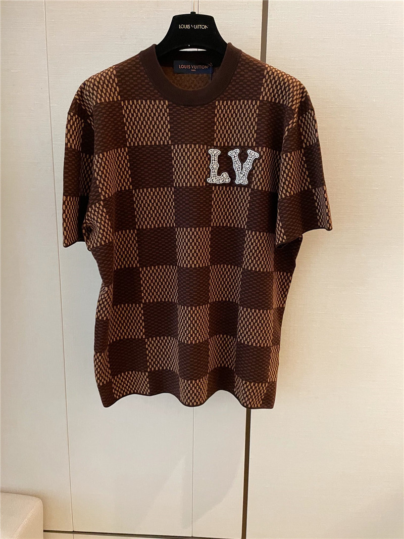l0vis Vvtt0n lv plaid jacquard short sleeve replica d&g clothing