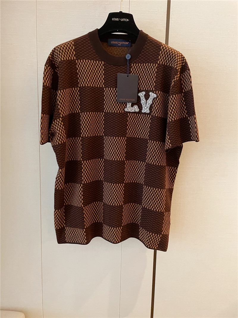 l0vis Vvtt0n lv plaid jacquard short sleeve replica d&g clothing