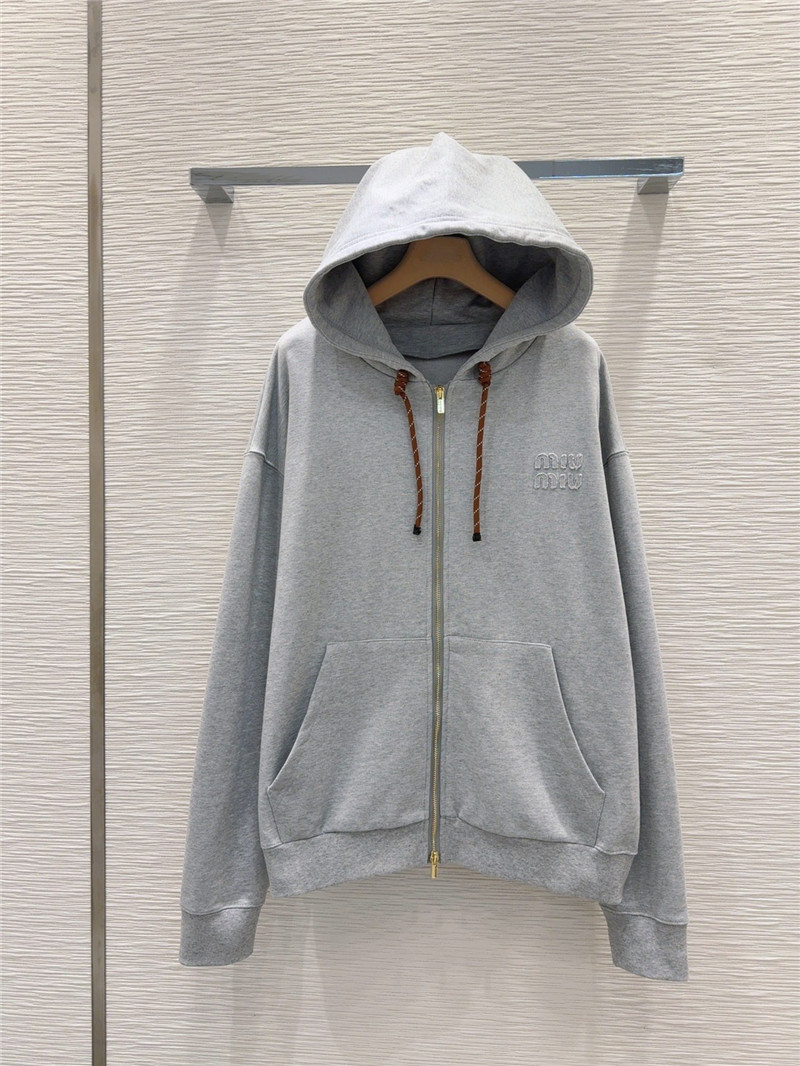 M1um1u patch embroidered logo sweatshirt replicas clothes