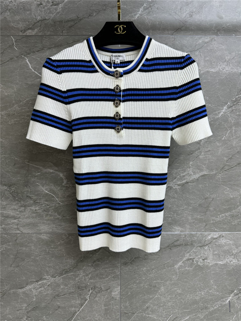 Ch**el striped short sleeve replica d&g clothing