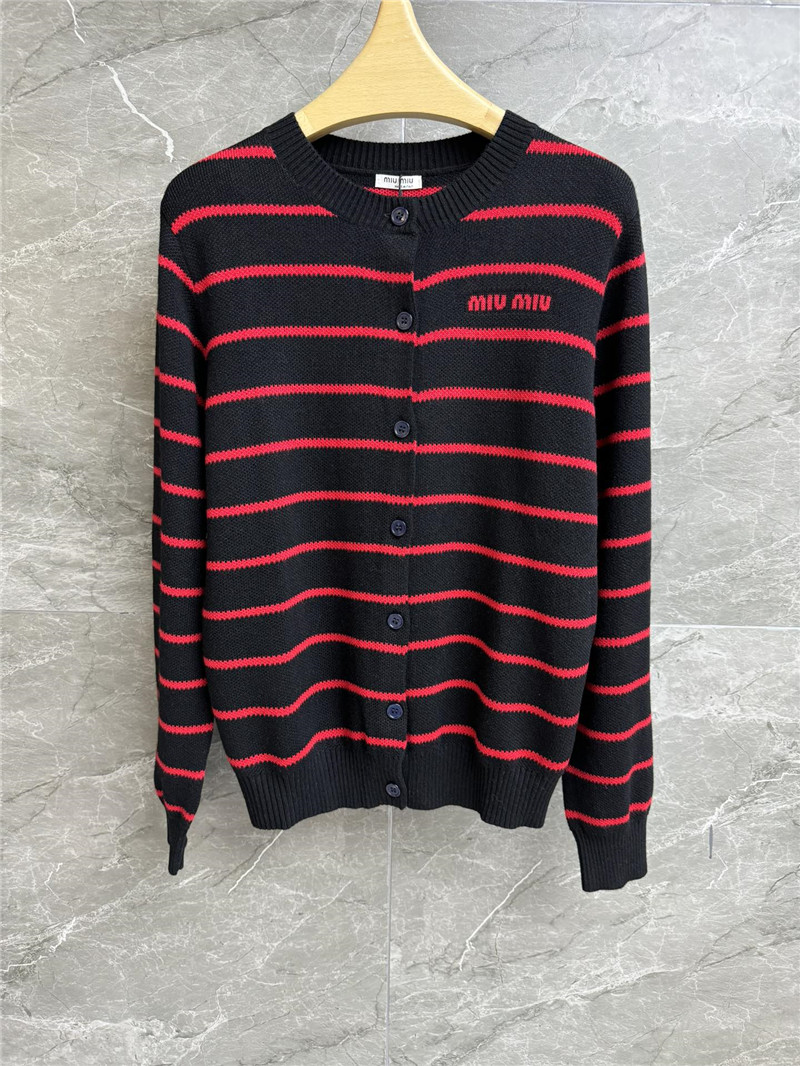 M1um1u contrast striped cardigan replica designer clothes