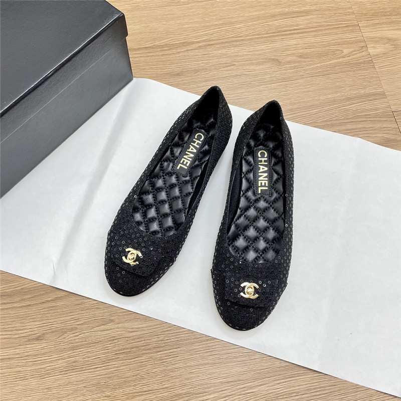 Ch**el ballet flats in black glittered tweed