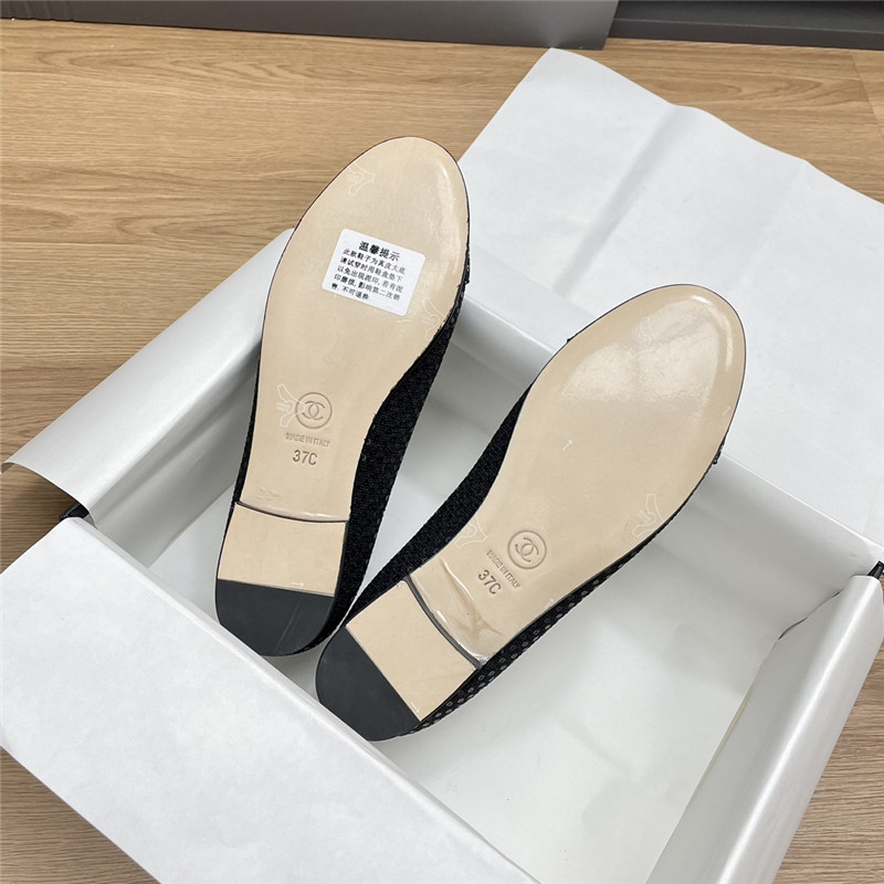 Ch**el ballet flats in black glittered tweed