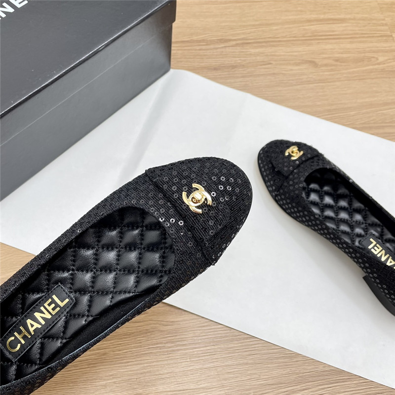 Ch**el ballet flats in black glittered tweed