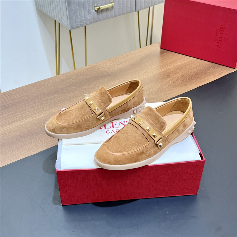 Va1e*ntin0 leisure flows split leather loafer light camel
