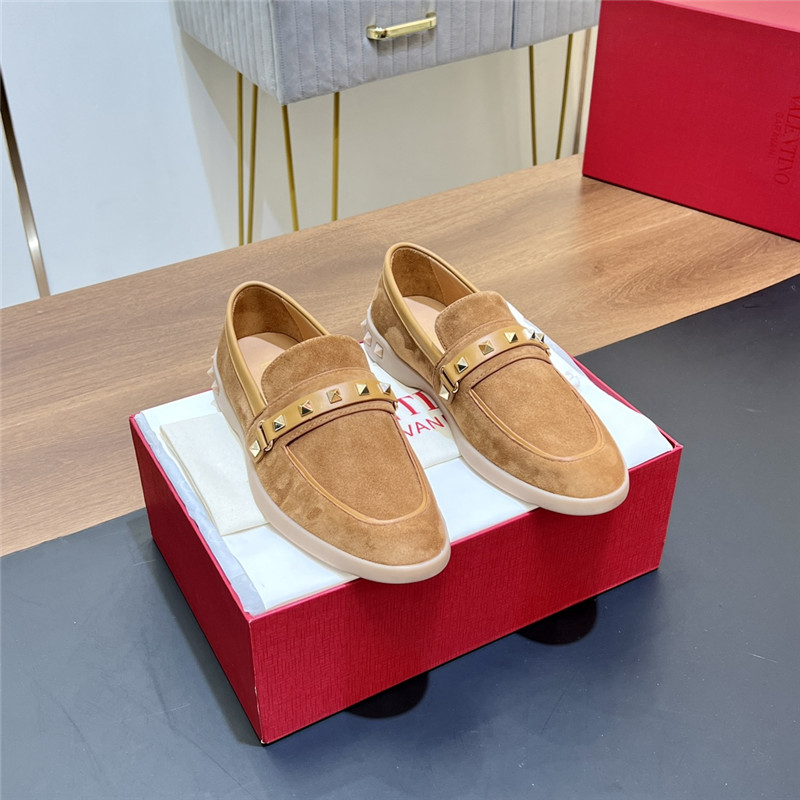 Va1e*ntin0 leisure flows split leather loafer light camel