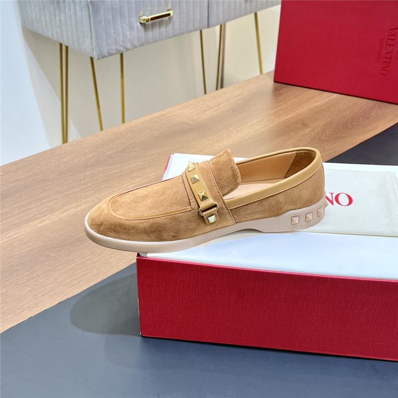 Va1e*ntin0 leisure flows split leather loafer light camel