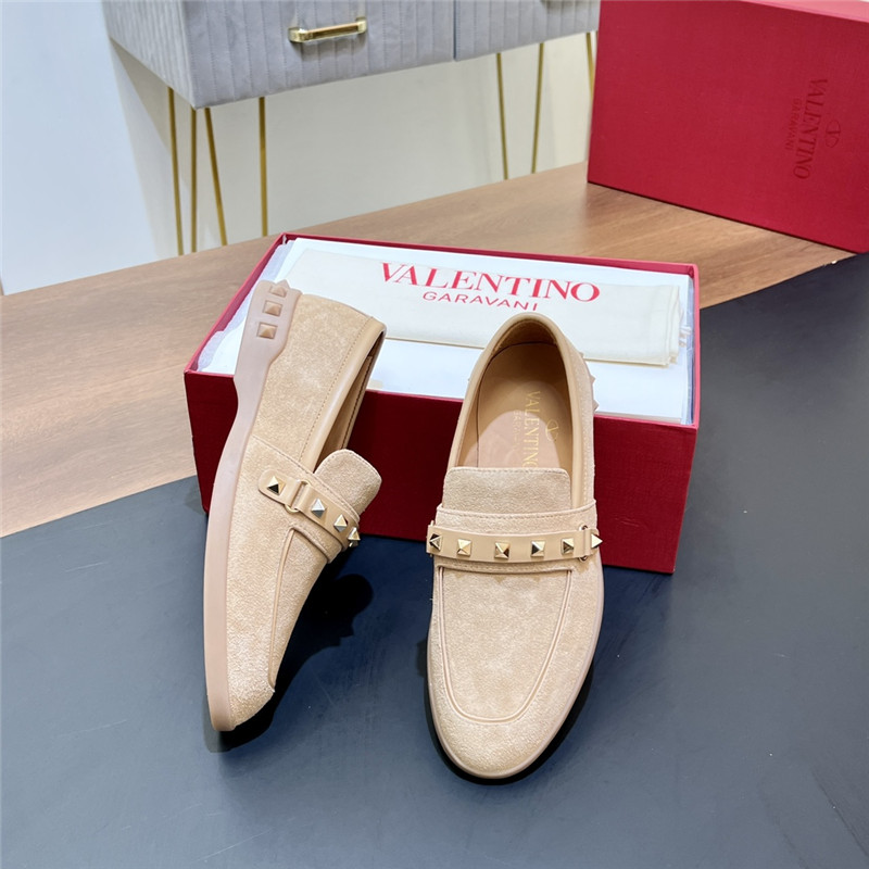 Va1e*ntin0 leisure flows split leather loafer beige