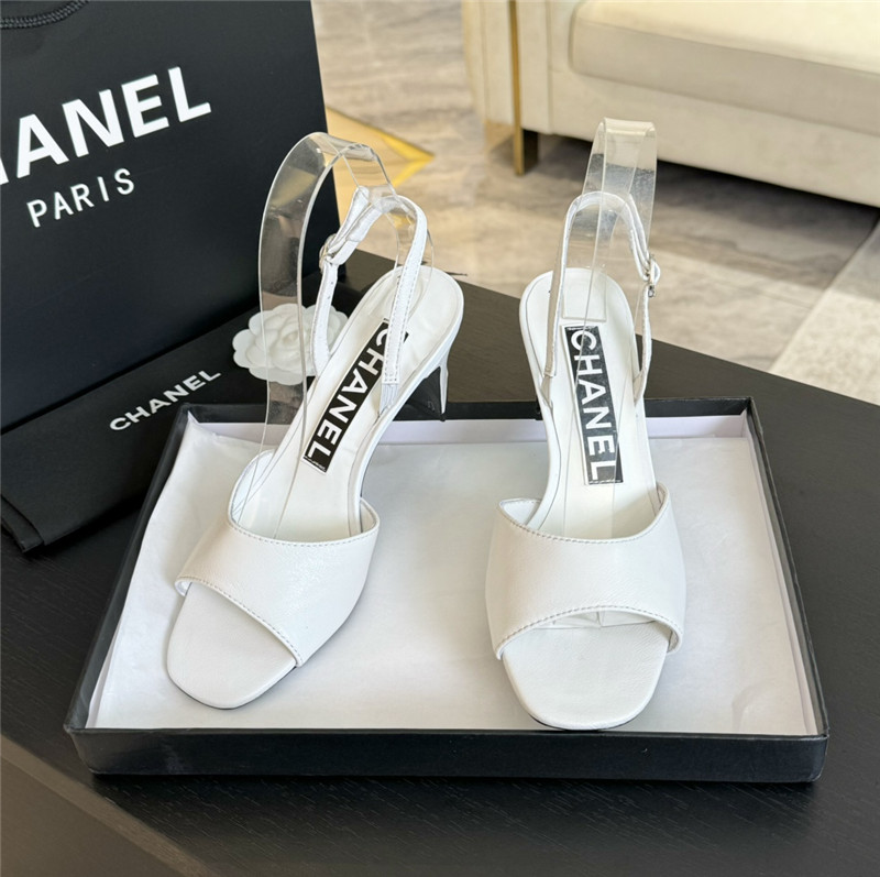 Ch**el white leather open toe slingback sandals