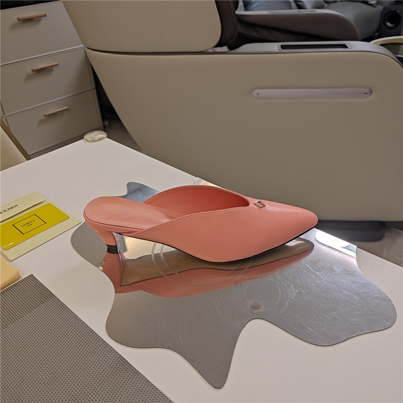 F**di ffold low-heeled mule pumps pink leather