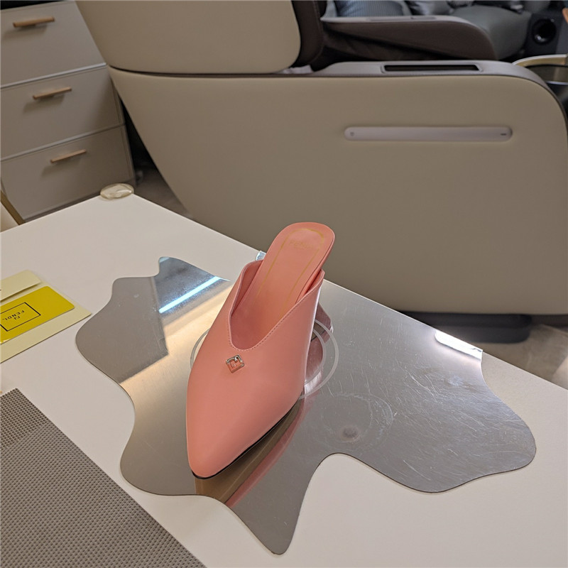 F**di ffold low-heeled mule pumps pink leather