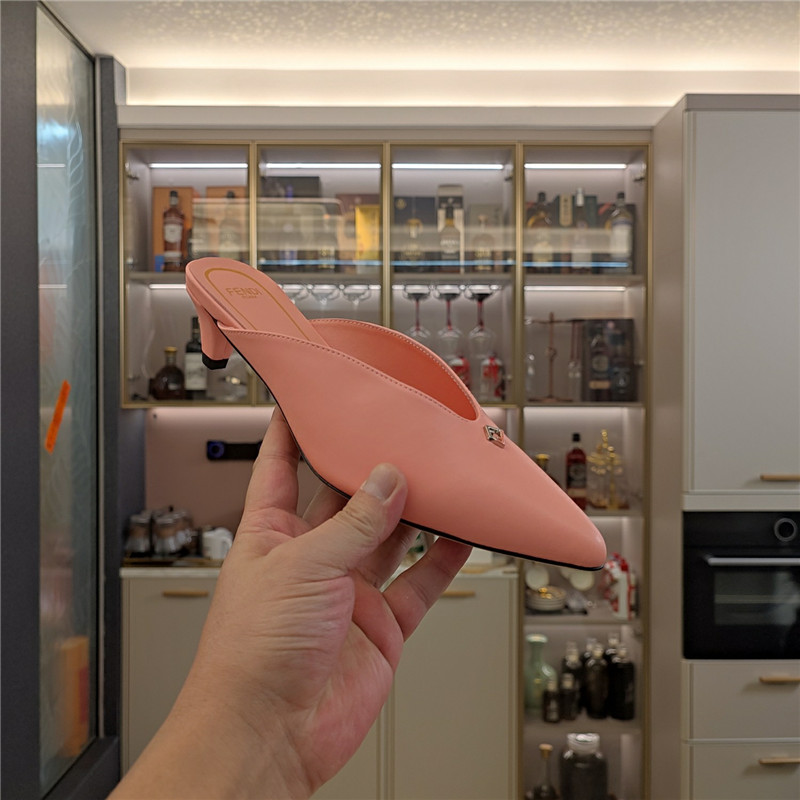 F**di ffold low-heeled mule pumps pink leather