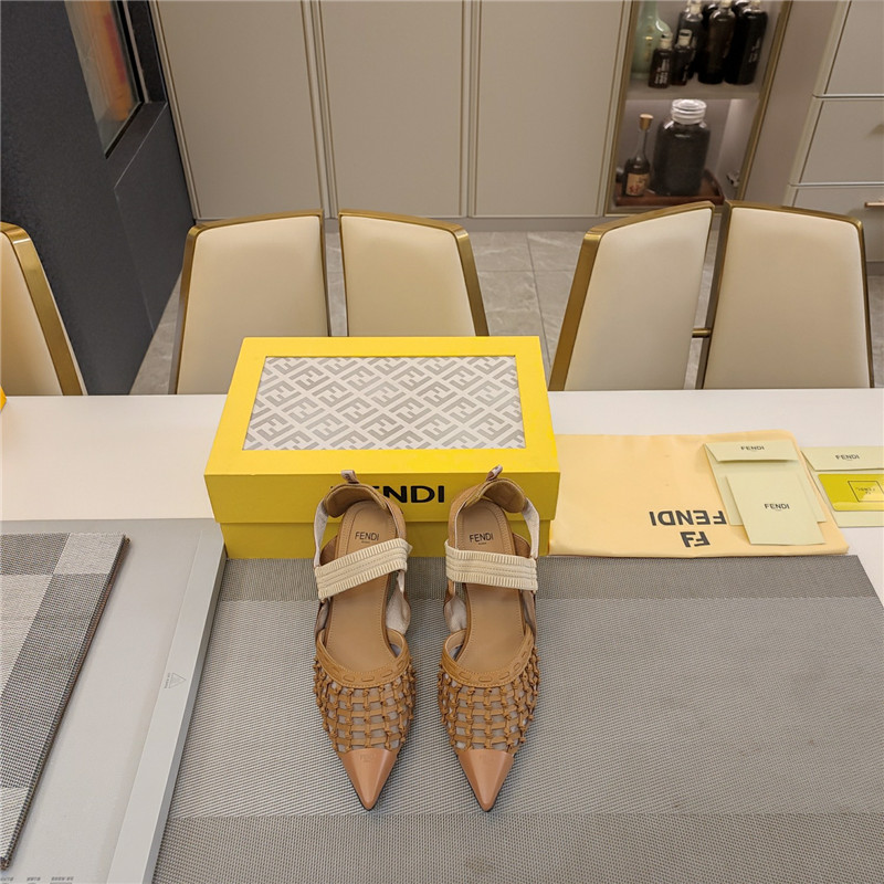 F**di mesh trim colibrì pumps in brown leather