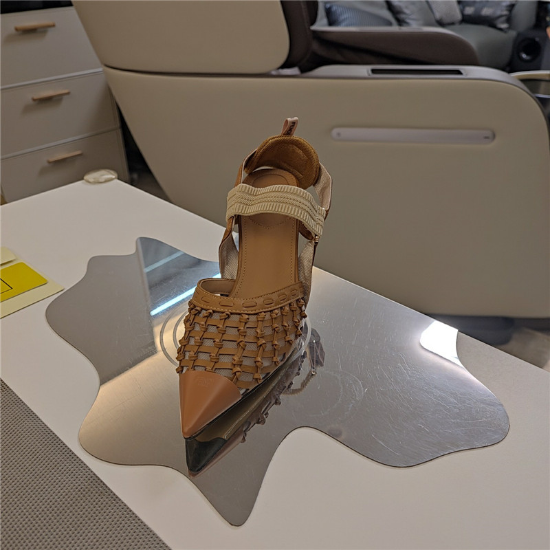 F**di mesh trim colibrì pumps in brown leather