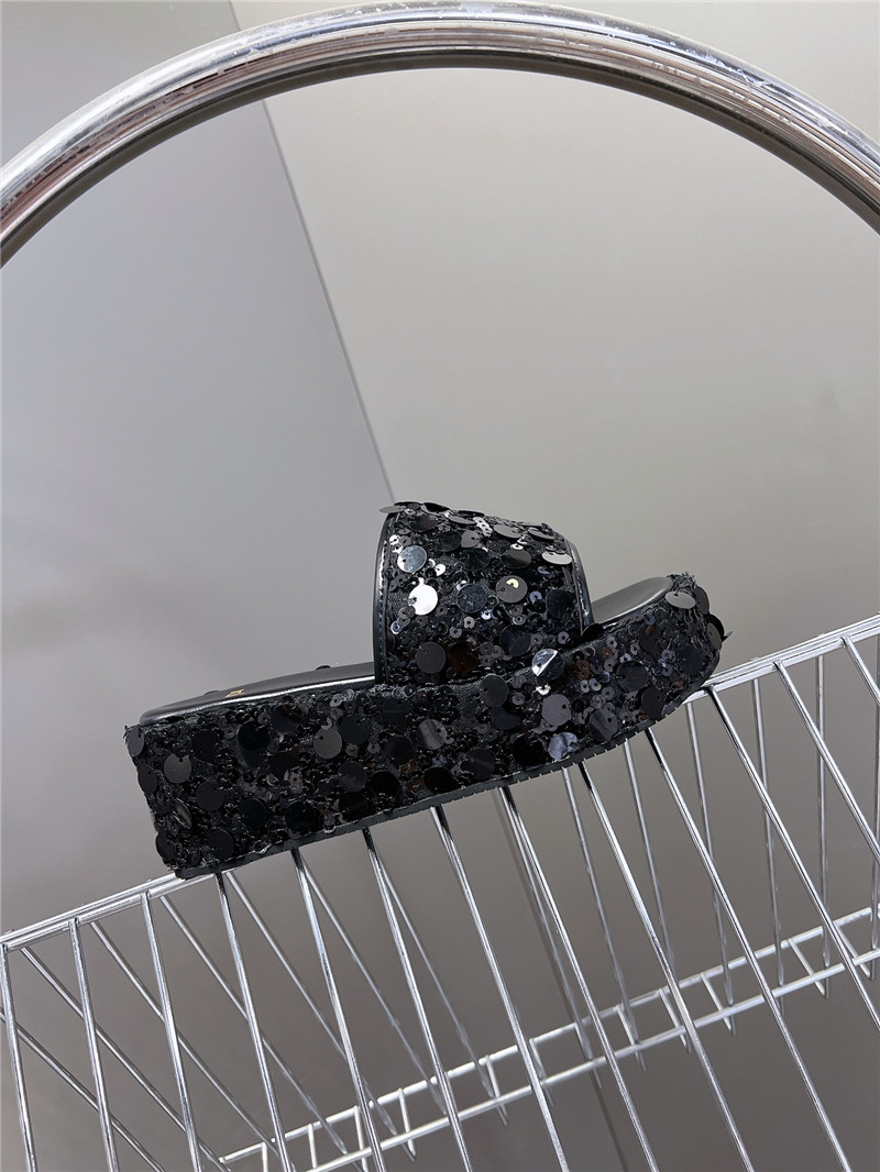 F**di black glitter platform slides