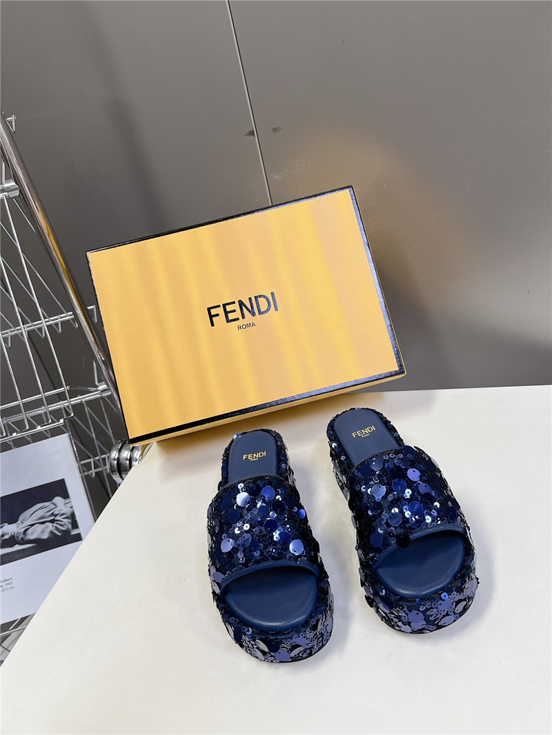 F**di navy glitter platform slides