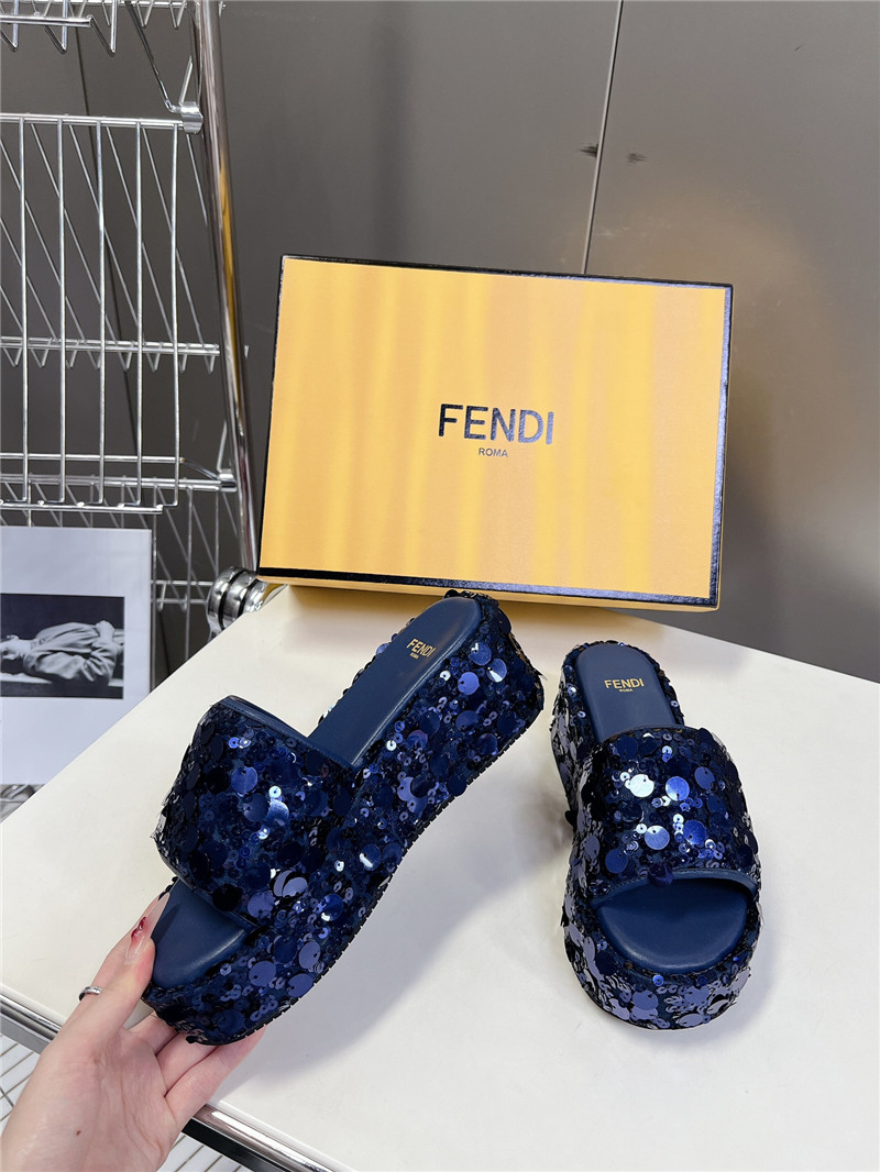 F**di navy glitter platform slides