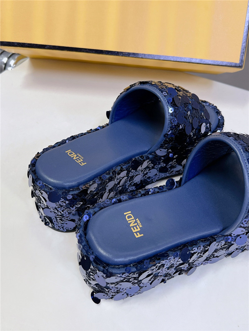 F**di navy glitter platform slides