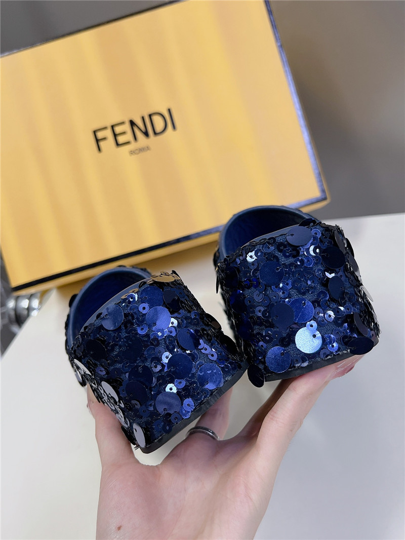F**di navy glitter platform slides
