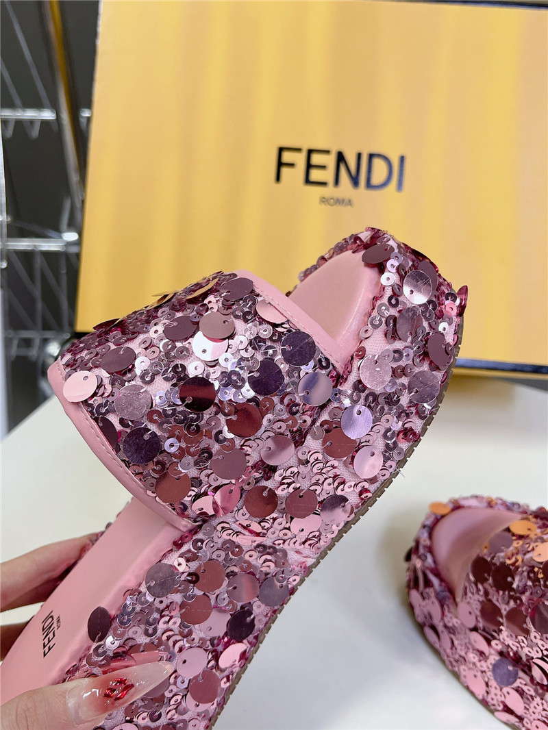 F**di pink glitter platform slides
