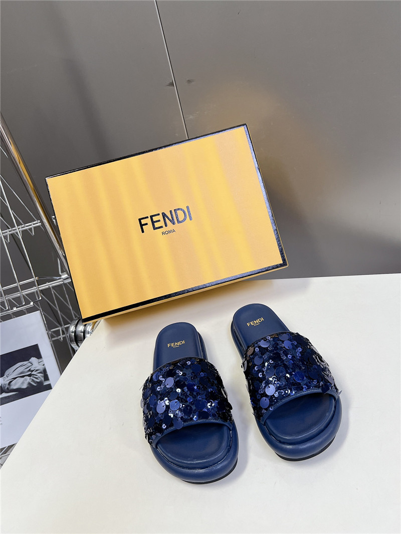 F**di navy glitter rubber sole slides