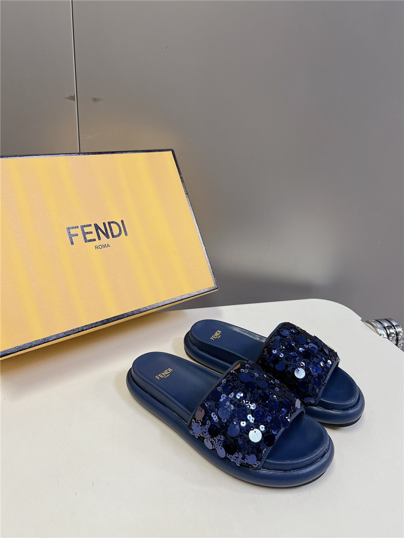 F**di navy glitter rubber sole slides