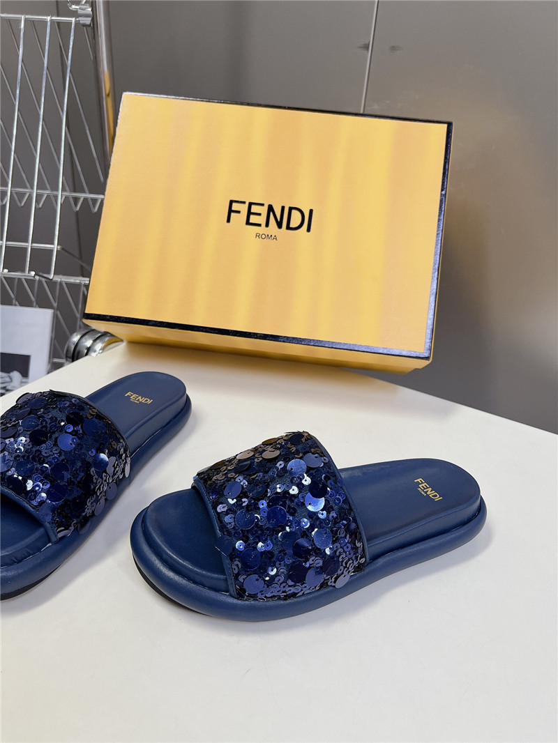 F**di navy glitter rubber sole slides