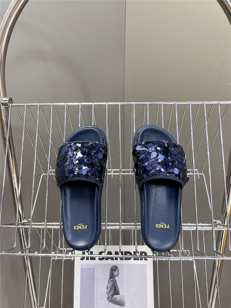 F**di navy glitter rubber sole slides
