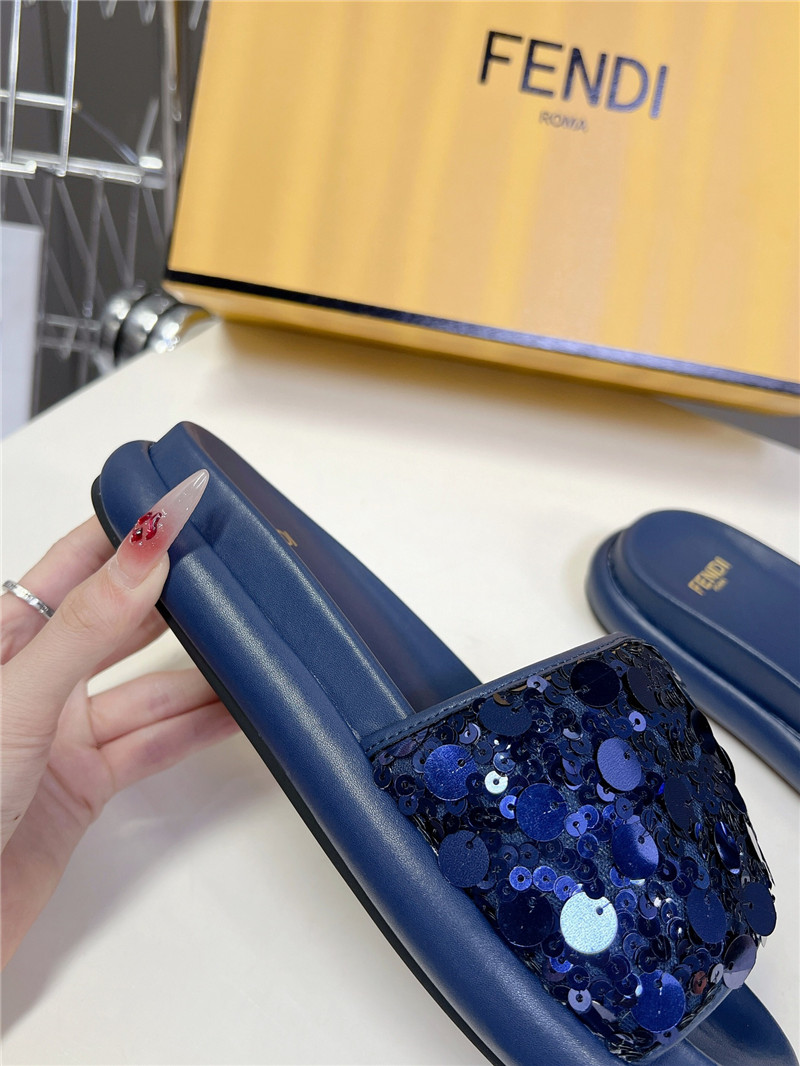 F**di navy glitter rubber sole slides