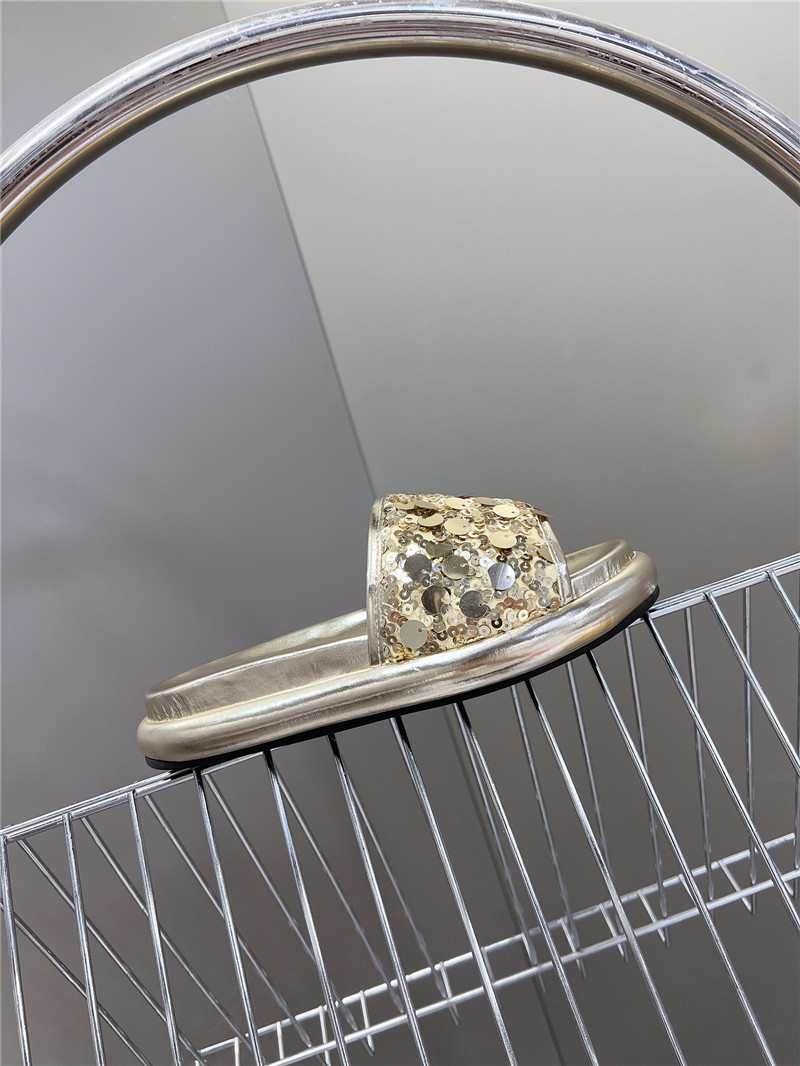 F**di gold glitter rubber sole slides