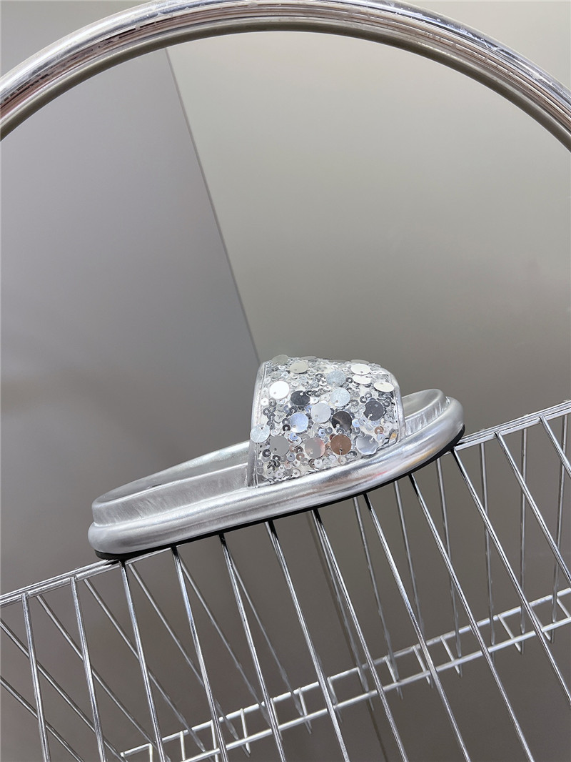 F**di silver glitter rubber sole slides