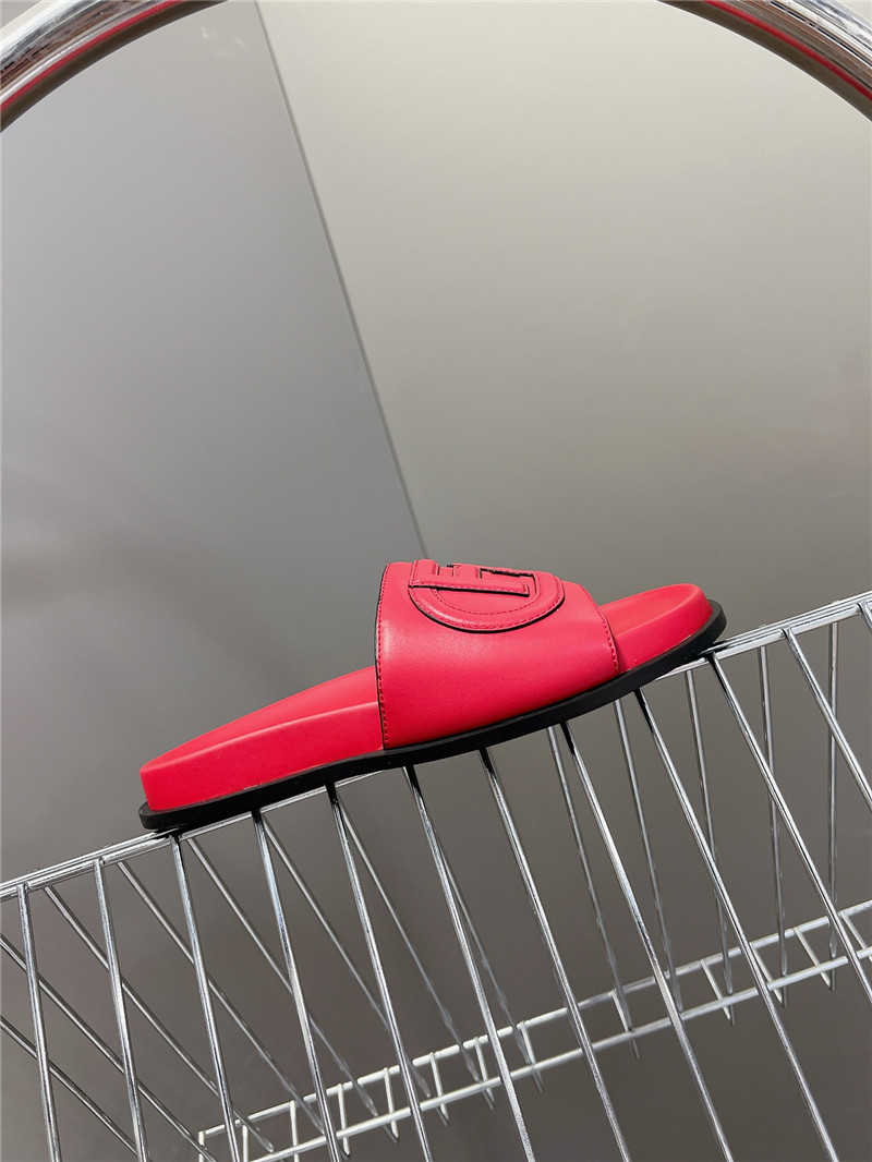 F**di ff baguette leather slides rubber fuchsia