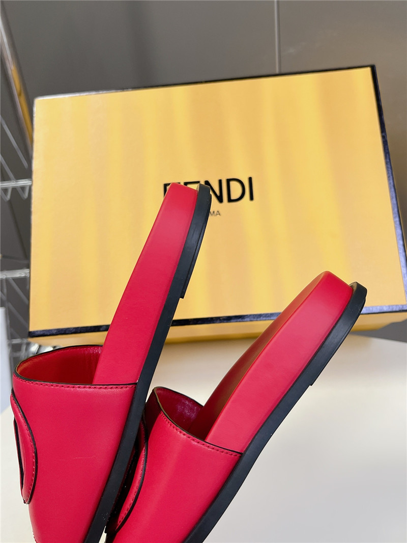 F**di ff baguette leather slides rubber fuchsia