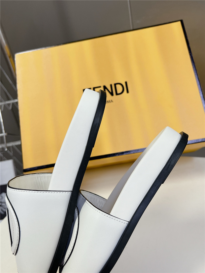 F**di ff baguette leather slides rubber white