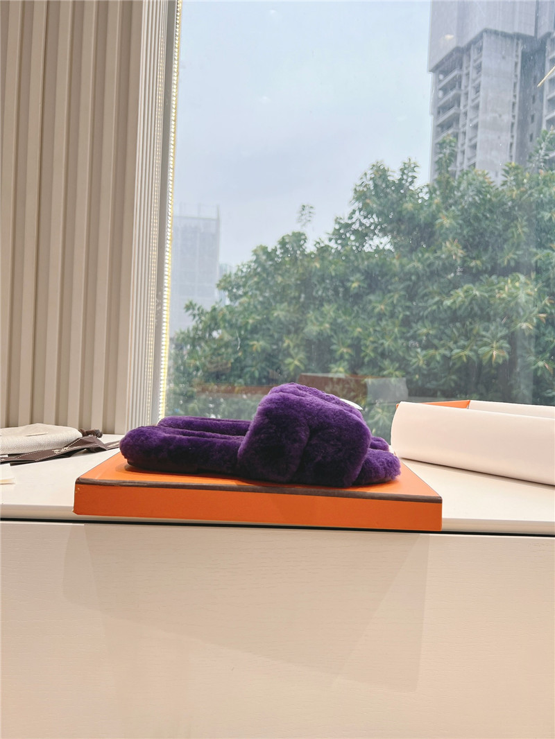 H**me5 shearling h cut-out izmir sandal purple