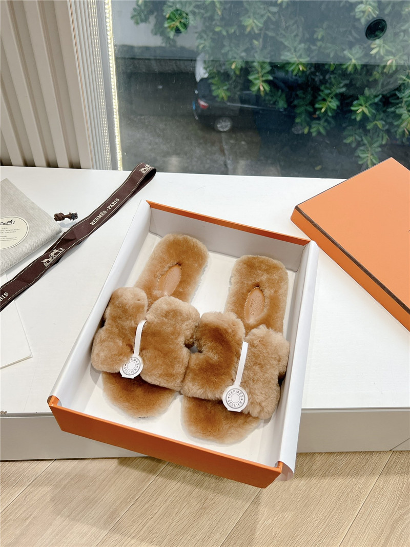 H**me5 shearling h cut-out izmir sandal brown