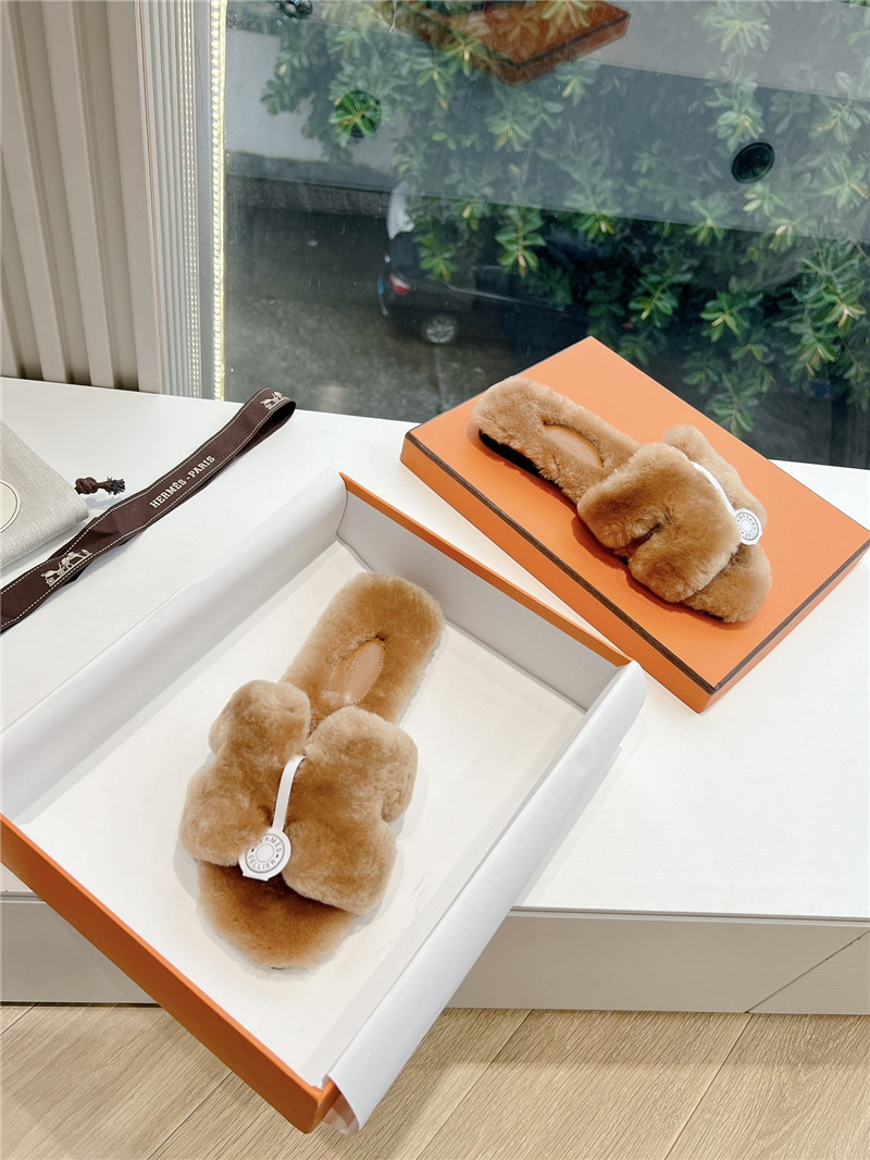 H**me5 shearling h cut-out izmir sandal brown