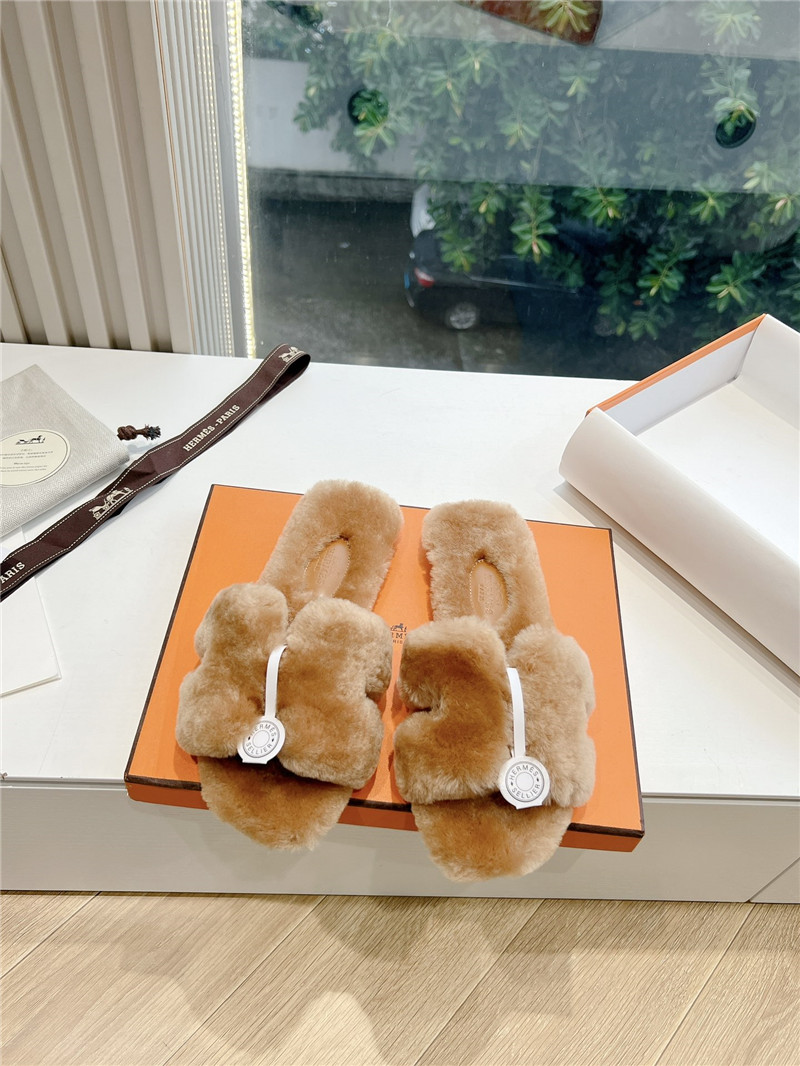 H**me5 shearling h cut-out izmir sandal brown