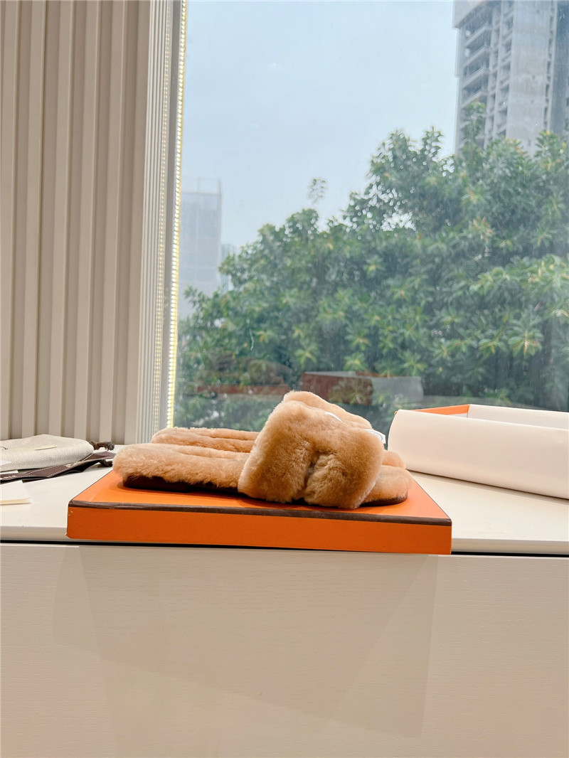 H**me5 shearling h cut-out izmir sandal brown