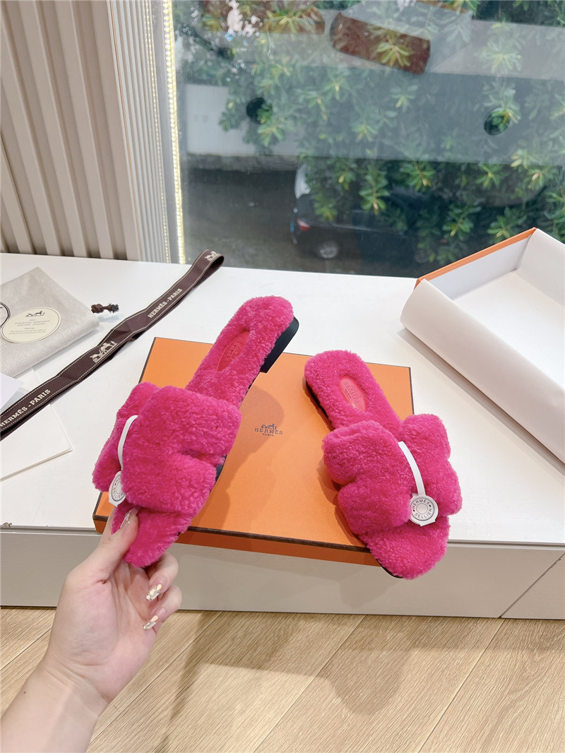 H**me5 shearling h cut-out izmir sandals fuchsia