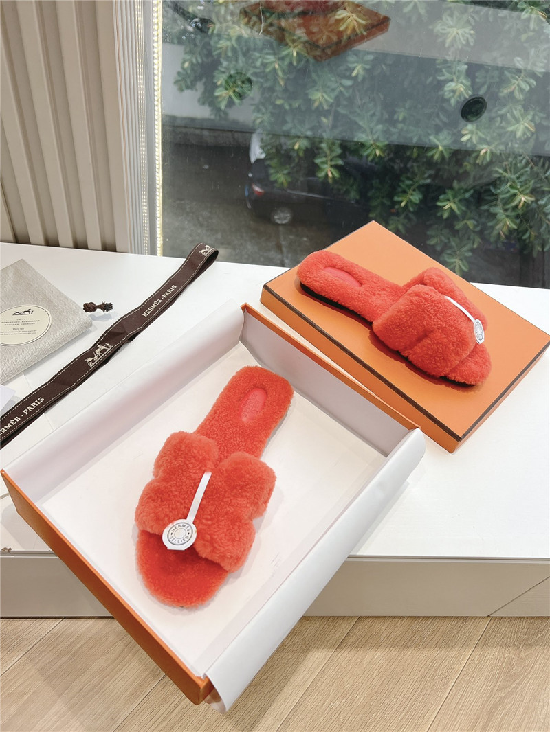 H**me5 shearling h cut-out izmir sandals in orange