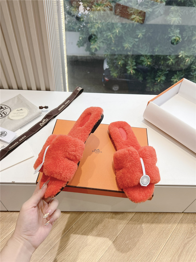 H**me5 shearling h cut-out izmir sandals in orange